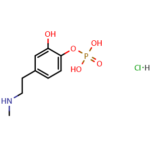 Chemical structure of 1,2-Benzenediol, 4-[2-(methylamino)ethyl]-, 1-(dihydrogen phosphate) hydrochloride , CAS 135962-35-5, AChemBlock AD247865