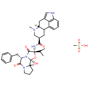 Chemical structure of Dihydroergocristine mesylate , CAS 24730-10-7, AChemBlock AD247866