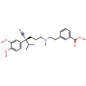 Chemical structure of Methyl 3-[2-[[(4R)-4-cyano-4-(3,4-dimethoxyphenyl)-5-methylhexyl]methylamino]ethyl]benzoate , CAS 2725484-87-5, AChemBlock AD247935