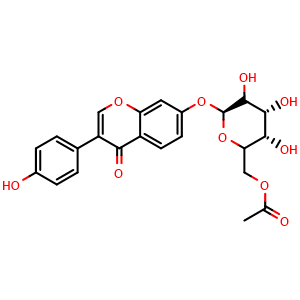 Chemical structure of 6''-O-Acetyldaidzin , CAS 71385-83-6, AChemBlock AD248008