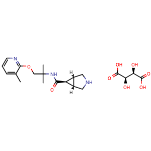 Chemical structure of (1R,5S,6r)-N-(2-methyl-1-((3-methylpyridin-2-yl)oxy)propan-2-yl)-3-azabicyclo[3.1.0]hexane-6-carboxamide L(+)-Tartaric acid , CAS 2919211-45-1, AChemBlock AD248065