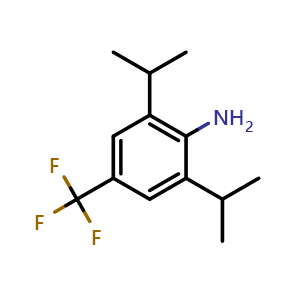Chemical structure of 2,6-diisopropyl-4-(trifluoromethyl)aniline , CAS 888324-28-5, AChemBlock AD248324