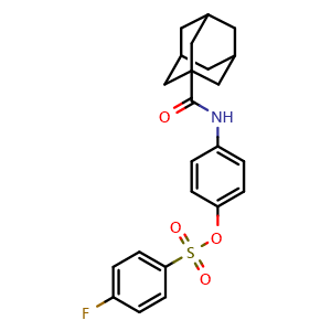 Chemical structure of 4-[(Tricyclo[3.3.1.13,7]dec-1-ylcarbonyl)amino]phenyl 4-fluorobenzenesulfonate , CAS 2883495-39-2, AChemBlock AD248361
