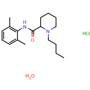 Chemical structure of Bupivacaine hydrochloride monohydrate , CAS 73360-54-0, AChemBlock AD248439
