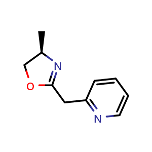 Chemical structure of (R)-4-Methyl-2-(pyridin-2-ylmethyl)-4,5-dihydrooxazole , CAS 2757085-23-5, AChemBlock AD248714