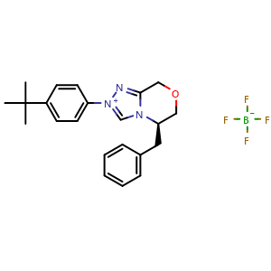 Chemical structure of (R)-5-Benzyl-2-(4-(tert-butyl)phenyl)-5,6-dihydro-8H-[1,2,4]triazolo[3,4-c][1,4]oxazin-2-iumtetrafluoroborate , AChemBlock AD248732