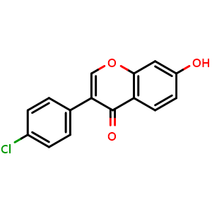 Chemical structure of 3-(4-Chloro-phenyl)-7-hydroxy-chromen-4-one , CAS 15485-81-1, AChemBlock AD248733