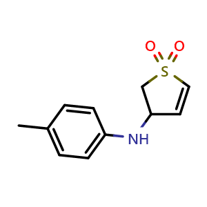 Chemical structure of 3-[(4-methylphenyl)amino]-2,3-dihydro-1lambda6-thiophene-1,1-dione , CAS 39565-71-4, AChemBlock AD248734