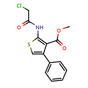 Chemical structure of methyl 2-(2-chloroacetamido)-4-phenylthiophene-3-carboxylate , CAS 356568-66-6, AChemBlock AD248740
