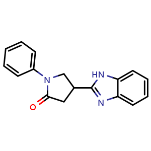 Chemical structure of 4-(1H-Benzoimidazol-2-yl)-1-phenyl-pyrrolidin-2-one , CAS 380561-11-5, AChemBlock AD248745