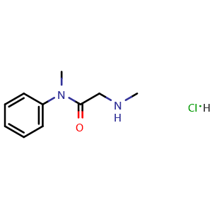 Chemical structure of N-methyl-2-(methylamino)-N-phenylacetamide hydrochloride , CAS 877879-80-6, AChemBlock AD248749