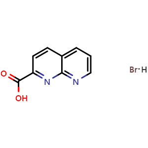 Chemical structure of 1,8-Naphthyridine-2-carboxylic acid hydrobromide , CAS 1421454-22-9, AChemBlock AD248751