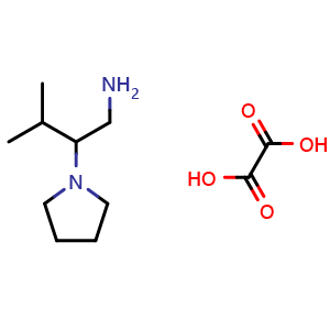 Chemical structure of 3-methyl-2-(pyrrolidin-1-yl)butan-1-amine oxalic acid , CAS 2034585-57-2, AChemBlock AD248764
