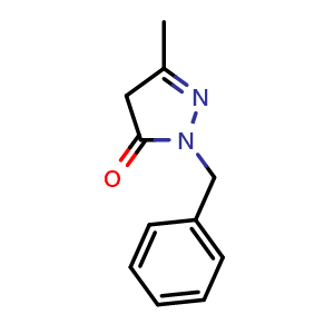 Chemical structure of 1-benzyl-3-methyl-4,5-dihydro-1H-pyrazol-5-one , CAS 946-23-6, AChemBlock AD248766