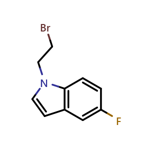 Chemical structure of 1-(2-bromoethyl)-5-fluoro-1H-indole , CAS 1865988-59-5, AChemBlock AD248795