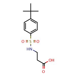 Chemical structure of 3-((4-(tert-butyl)phenyl)sulfonamido)propanoic acid , CAS 453581-51-6, AChemBlock AD248802