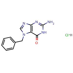 Chemical structure of 2-Amino-7-benzyl-1,7-dihydro-6H-purin-6-one hydrochloride , CAS 20755-15-1, AChemBlock AD248811
