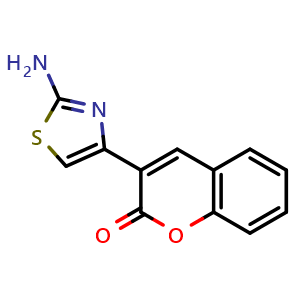 Chemical structure of 3-(2-aminothiazol-4-yl)-2H-chromen-2-one , CAS 61636-28-0, AChemBlock AD248826