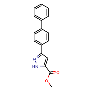 Chemical structure of methyl 3-{[1,1'-biphenyl]-4-yl}-1H-pyrazole-5-carboxylate , CAS 1159596-88-9, AChemBlock AD248828