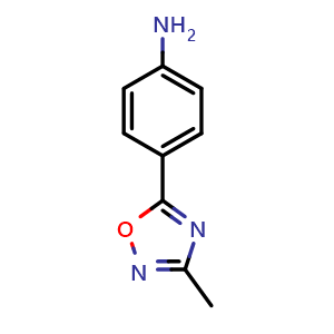 Chemical structure of [4-(3-methyl-1,2,4-oxadiazol-5-yl)phenyl]amine , CAS 76635-31-9, AChemBlock AD248856