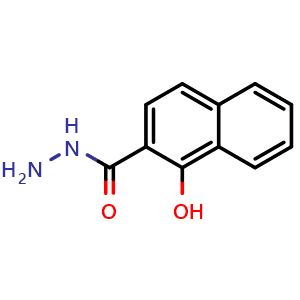 Chemical structure of 1-hydroxynaphthalene-2-carbohydrazide , CAS 7732-44-7, AChemBlock AD248858
