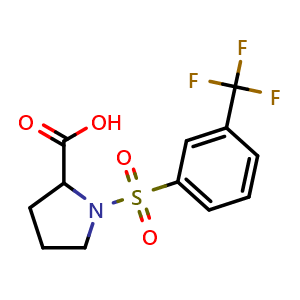 Chemical structure of 1-((3-(Trifluoromethyl)phenyl)sulfonyl)pyrrolidine-2-carboxylic acid , CAS 251096-97-6, AChemBlock AD248860