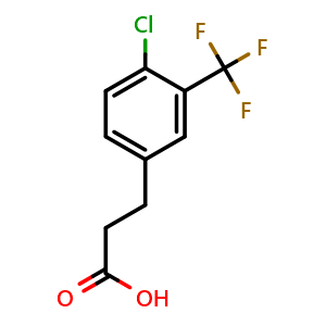 Chemical structure of 3-(4-chloro-3-(trifluoromethyl)phenyl)propanoic acid , CAS 900027-15-8, AChemBlock AD248861