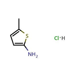 Chemical structure of 5-Methylthiophen-2-amine hydrochloride , CAS 41940-48-1, AChemBlock AD248863
