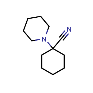 Chemical structure of 1-(piperidin-1-yl)cyclohexane-1-carbonitrile , CAS 3867-15-0, AChemBlock AD248870