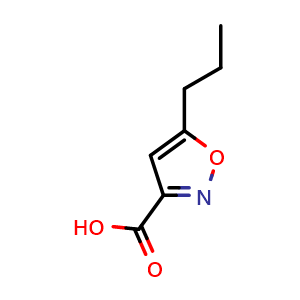 Chemical structure of 5-propyl-1,2-oxazole-3-carboxylic acid , CAS 89776-75-0, AChemBlock AD248882
