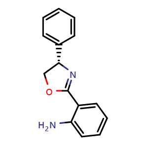 Chemical structure of 2-[(4S)-4,5-Dihydro-4-phenyl-2-oxazolyl]benzenamine , CAS 209850-76-0, AChemBlock AD248886