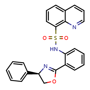 Chemical structure of (R)-N-(2-(4-phenyl-4,5-dihydrooxazol-2-yl)phenyl)quinoline-8-sulfonamide , CAS 2953418-39-6, AChemBlock AD248890