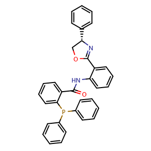 Chemical structure of (S)-2-(diphenylphosphanyl)-N-(2-(4-phenyl-4,5-dihydrooxazol-2-yl)phenyl)benzamide , CAS 2762031-92-3, AChemBlock AD248891