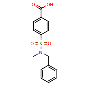 Chemical structure of 4-{[Benzyl(methyl)amino]sulfonyl}benzoic acid , CAS 887202-40-6, AChemBlock AD248896