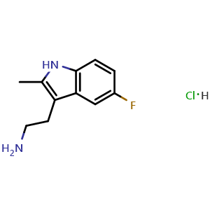 Chemical structure of 2-(5-Fluoro-2-methyl-1H-indol-3-yl)-ethylamine hydrochloride , CAS 1048343-51-6, AChemBlock AD248900