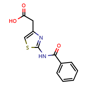 Chemical structure of [2-(benzoylamino)-1,3-thiazol-4-yl]acetic acid , CAS 329698-00-2, AChemBlock AD248902