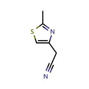 Chemical structure of 2-(2-methylthiazol-4-yl)acetonitrile , CAS 13458-33-8, AChemBlock AD248903