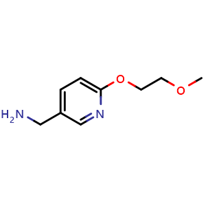 Chemical structure of [6-(2-methoxyethoxy)pyridin-3-yl]methanamine , CAS 1016724-24-5, AChemBlock AD248906