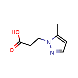 Chemical structure of 3-(5-Methyl-1-pyrazolyl)propanoic acid , CAS 180741-46-2, AChemBlock AD248914