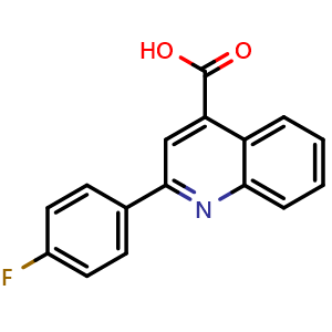 Chemical structure of 2-(4-Fluoro-phenyl)-quinoline-4-carboxylic acid , CAS 441-28-1, AChemBlock AD248920