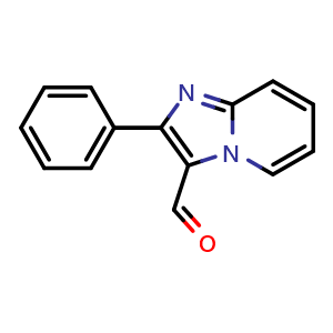 Chemical structure of 2-Phenyl-imidazo[1,2-a]pyridine-3-carbaldehyde , CAS 54167-76-9, AChemBlock AD248929