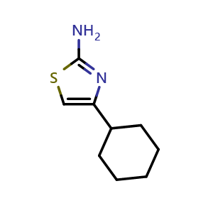 Chemical structure of 4-cyclohexyl-1,3-thiazol-2-amine , CAS 7496-55-1, AChemBlock AD248933