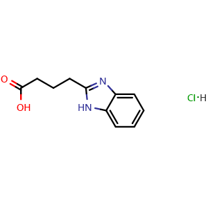 Chemical structure of bis(4-(1H-1,3-benzodiazol-2-yl)butanoic acid) hydrochloride , CAS 2256060-13-4, AChemBlock AD248942