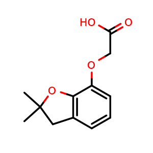 Chemical structure of [(2,2-Dimethyl-2,3-dihydro-1-benzofuran-7-yl)oxy]acetic acid , CAS 265119-94-6, AChemBlock AD248945