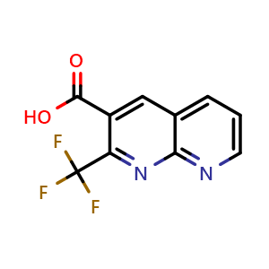 Chemical structure of 2-(trifluoromethyl)-1,8-naphthyridine-3-carboxylic acid , CAS 241154-08-5, AChemBlock AD248948