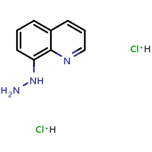 Chemical structure of 8-hydrazinoquinoline dihydrochloride , CAS 91004-61-4, AChemBlock AD248984
