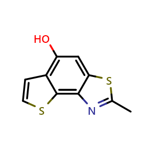 Chemical structure of 2-Methylthieno[2,3-e]benzothiazol-5-ol , CAS 294668-48-7, AChemBlock AD248997