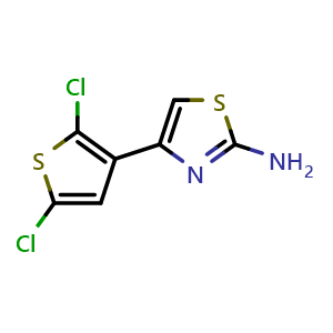 Chemical structure of 4-(2,5-Dichloro-3-thienyl)-1,3-thiazol-2-amine , CAS 325988-82-7, AChemBlock AD248998