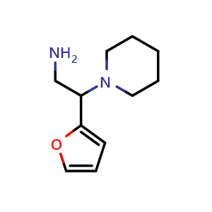 Chemical structure of 2-(Furan-2-yl)-2-(piperidin-1-yl)ethan-1-amine , CAS 110358-80-0, AChemBlock AD249017