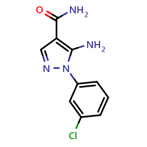 Chemical structure of 5-Amino-1-(3-chlorophenyl)-1H-pyrazole-4-carboxamide , CAS 50427-78-6, AChemBlock AD249024